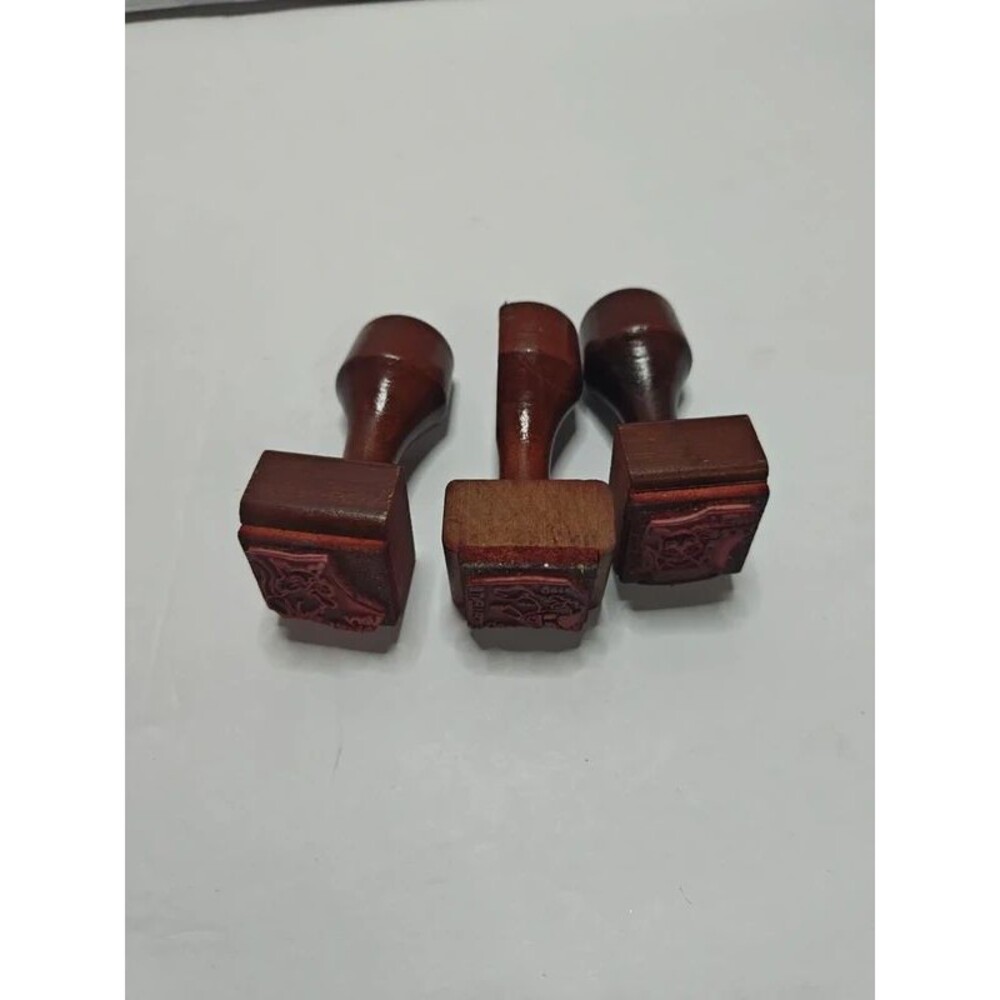 Vintage Easy Grading Mini Markers Wood Rubber Stamps (Set of 3)